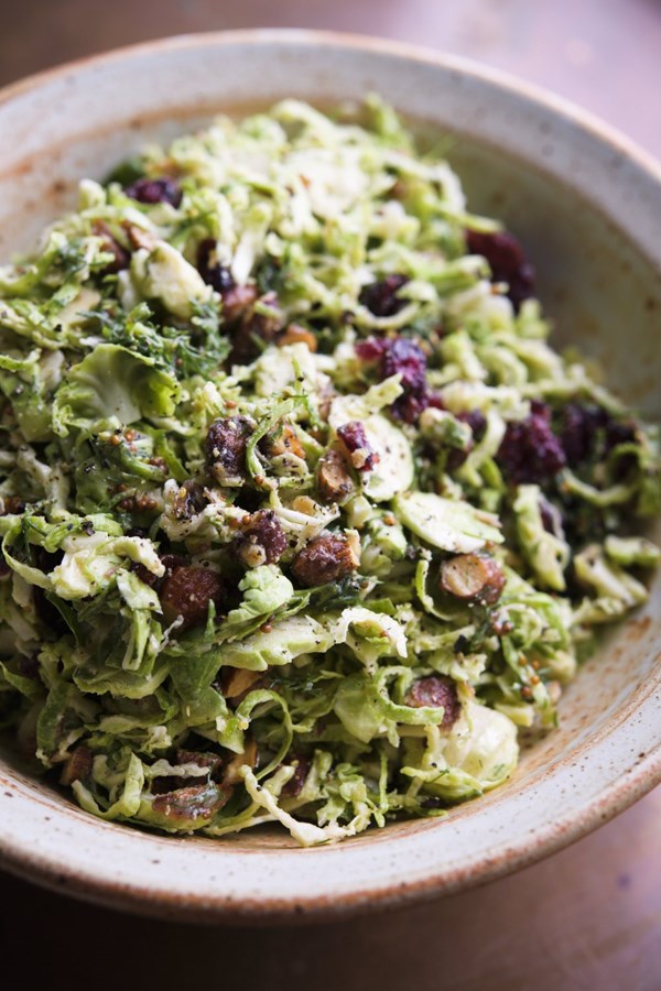 Shaved Brussels sprouts with browned butter vinaigrette
