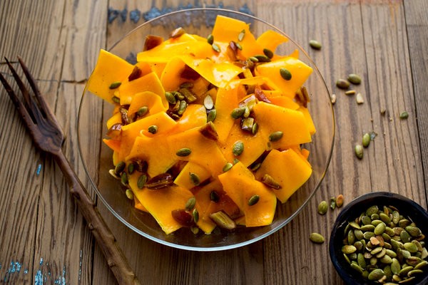 Shaved butternut squash with dates