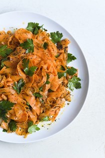 Shaved carrot salad with poppy seeds and parsley