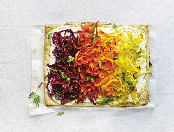 Shaved carrot tart with ricotta