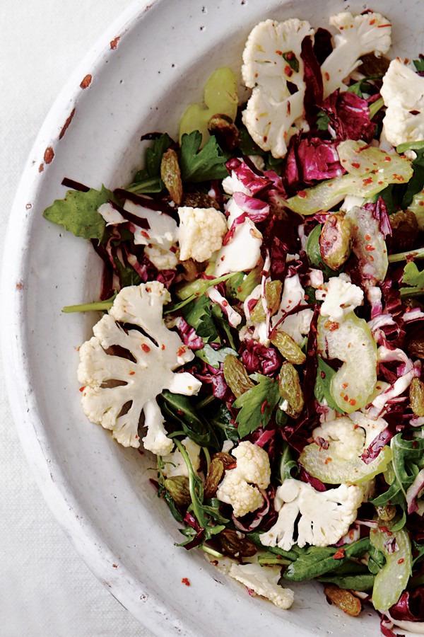 Shaved cauliflower and radicchio salad