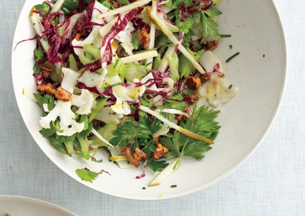 Shaved cauliflower and radicchio salad
