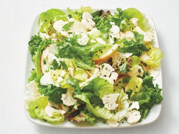 Shaved cauliflower-apple salad