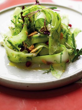 Shaved cucumber and pomegranate salad