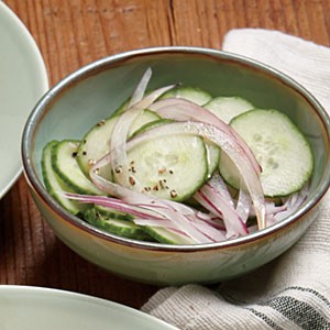 Shaved cucumber and red onion salad