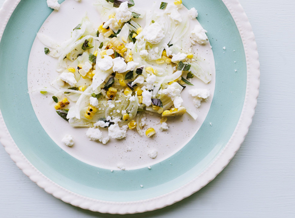 Shaved fennel and grilled corn salad