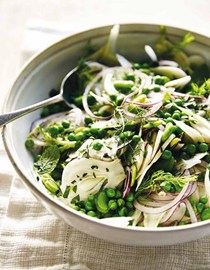 Shaved fennel, pea and broad bean salad (Salata me maratho, bizelia ke koukia)