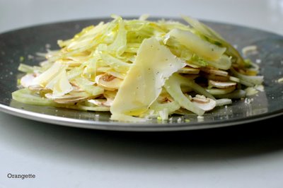 Shaved fennel salad with mushrooms and Parmesan