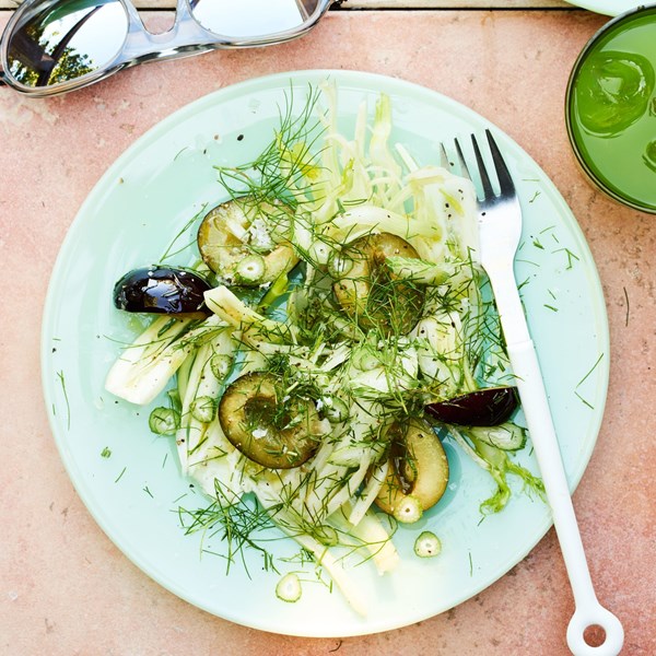 Shaved fennel salad with plums