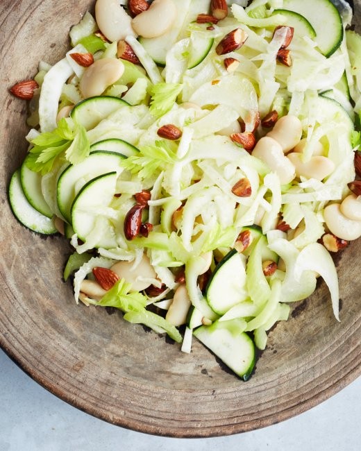 Shaved fennel, zucchini, and celery salad