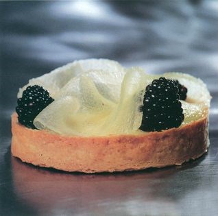 Shaved honeydew with blackberries
