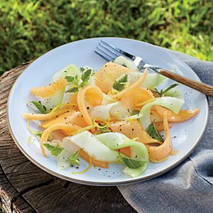 Shaved melon salad with lemon-sherry dressing
