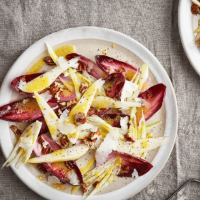 Shaved pear, fennel, Manchego, chicory and pecan salad