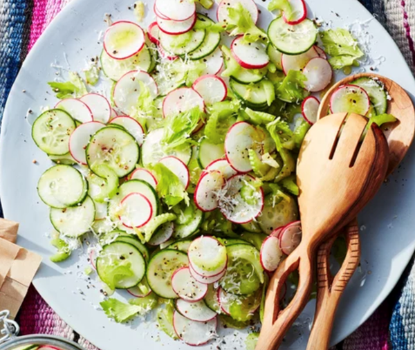 Shaved radish, celery & cucumber salad