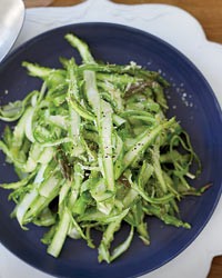 Shaved raw asparagus with Parmesan dressing