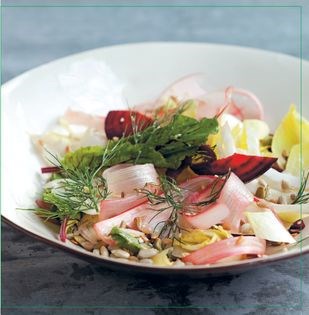 Shaved salad with toasted seeds