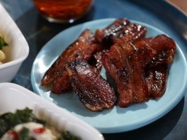 Shaved smoked pancetta with balsamic brown sugar