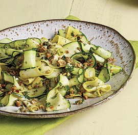 Shaved summer squash with almond salsa verde