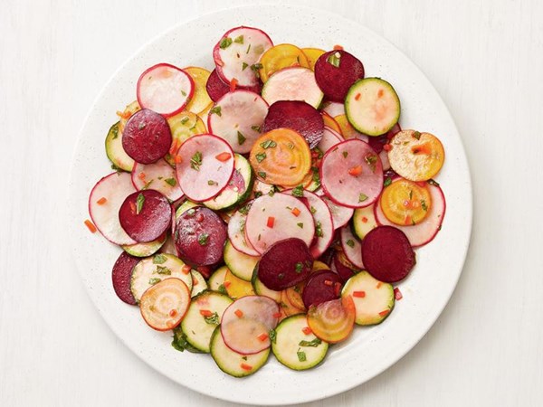 Shaved zucchini and beet salad