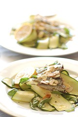 Shaved zucchini (courgette) salad with sardines