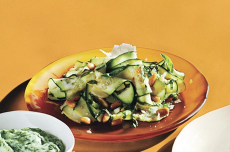 Shaved zucchini salad with Parmesan and pine nuts