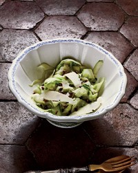 Shaved zucchini salad with Parmigiano and pistachios