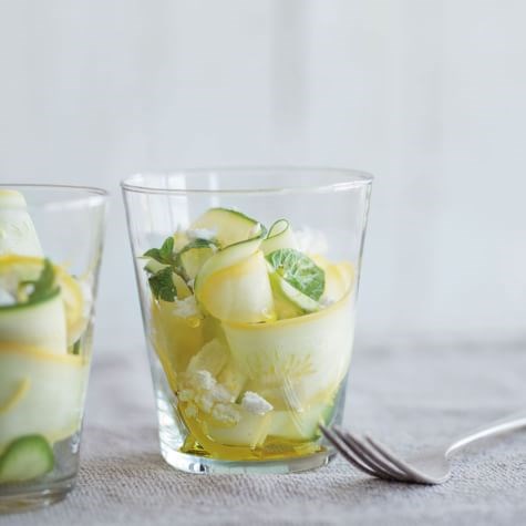Shaved zucchini with lemon, mint & feta