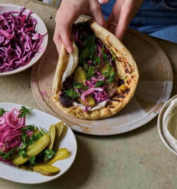 Shawarma mushroom flatbread