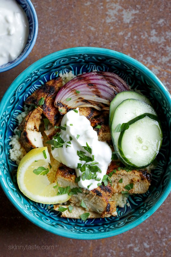 Shawarma-spiced grilled chicken with garlic yogurt