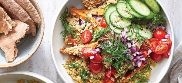 Shawarma sweet potato-quinoa bowl [salt-free shawarma seasoning]