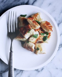 Sheep's-milk ricotta gnocchi with mushrooms and corn