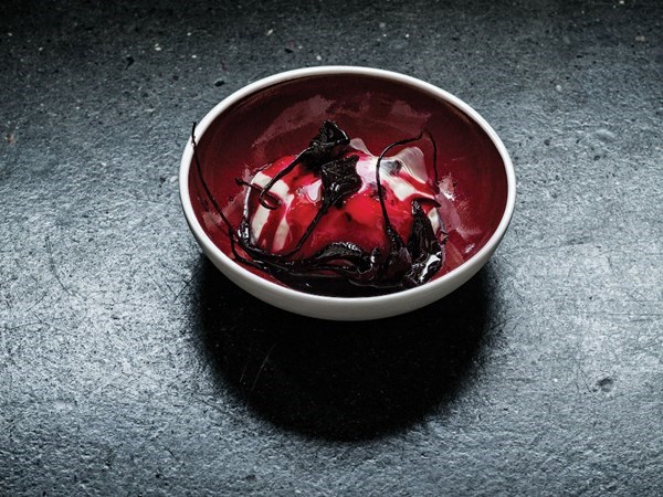 Sheep's milk yogurt, beets, and black currant