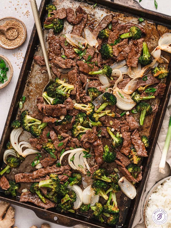 Sheet pan beef & broccoli