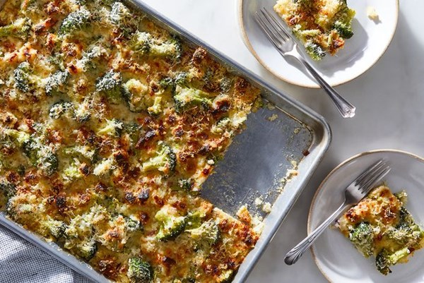 Sheet-pan broccoli cheese rice casserole 