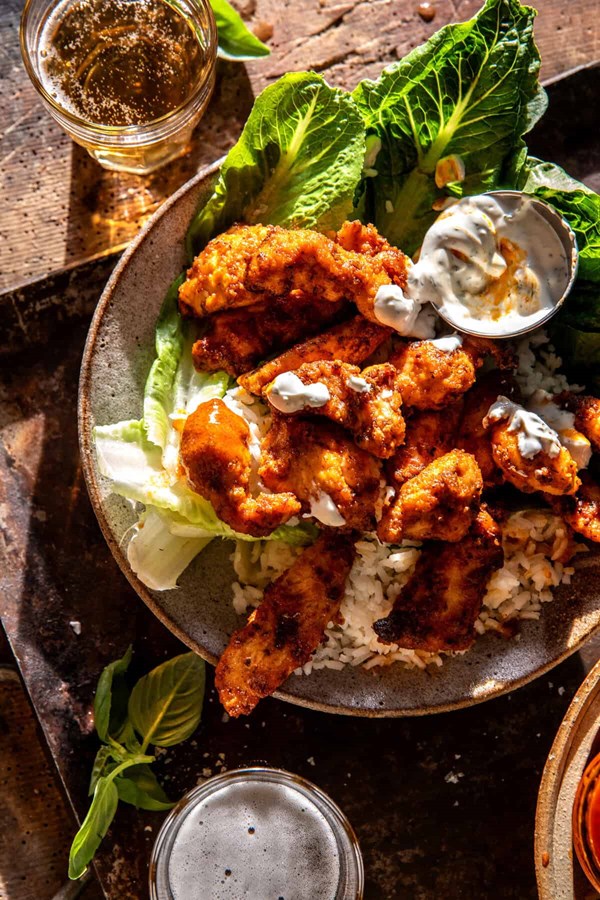 Sheet pan Buffalo ranch chicken with Greek yogurt ranch