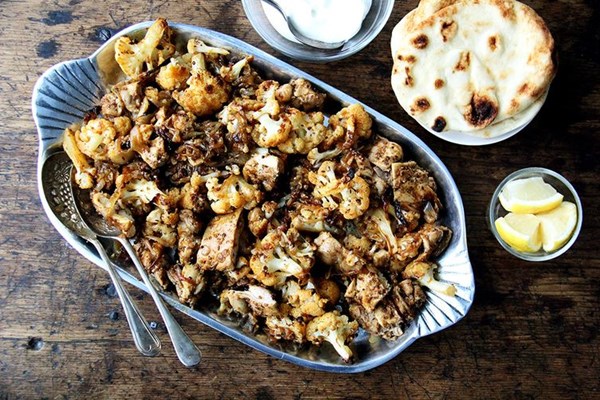 Sheet pan chicken and cauliflower bake
