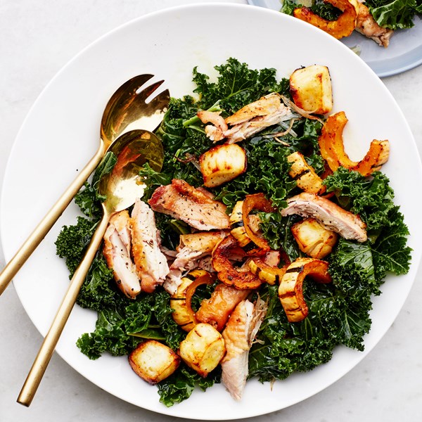 Sheet-pan chicken and squash salad 