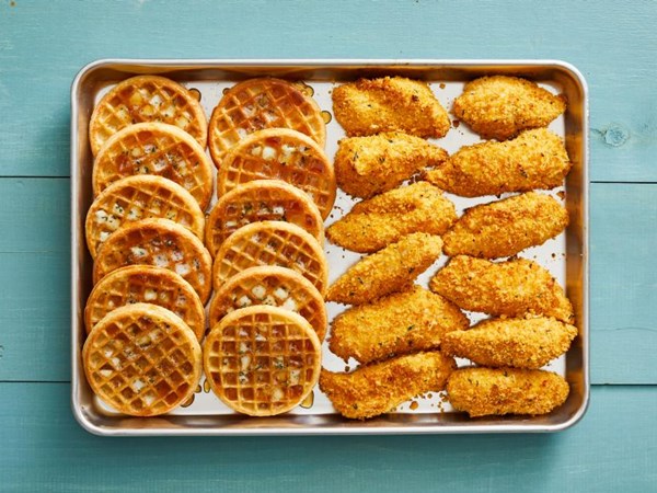 Sheet-pan chicken and waffles