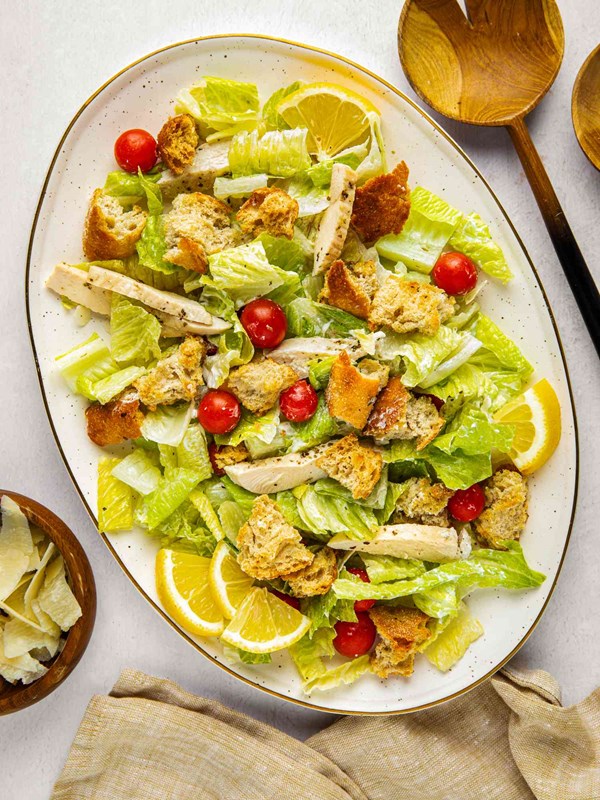 Sheet pan chicken Caesar salad 