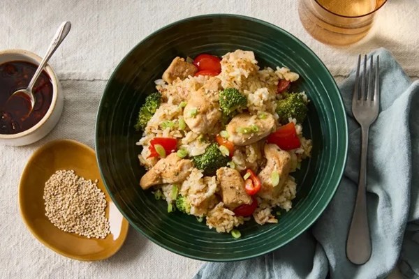 Sheet-pan chicken fried rice
