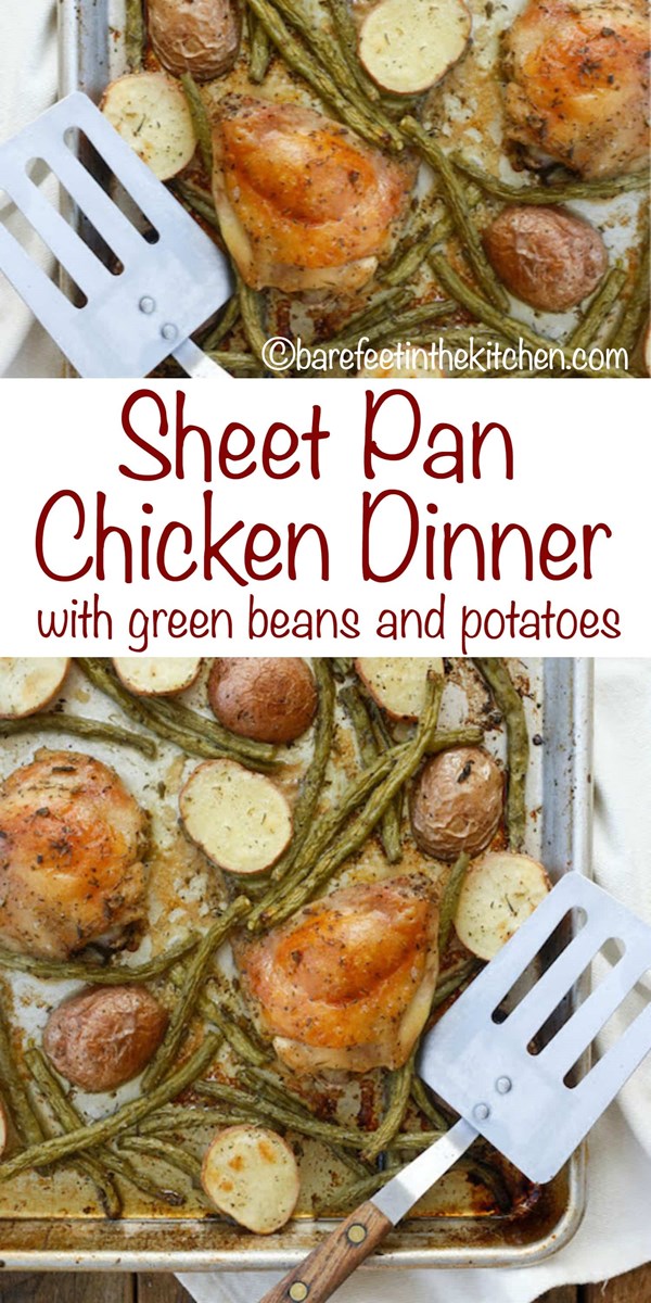 Sheet pan chicken thighs with green beans and potatoes