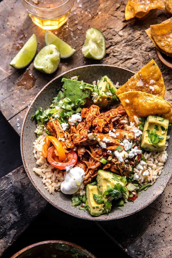 Sheet pan chicken tinga bowls