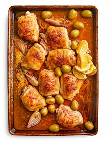 Sheet-pan chicken with olives