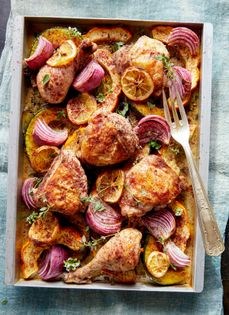 Sheet pan chicken with sumac and winter squash