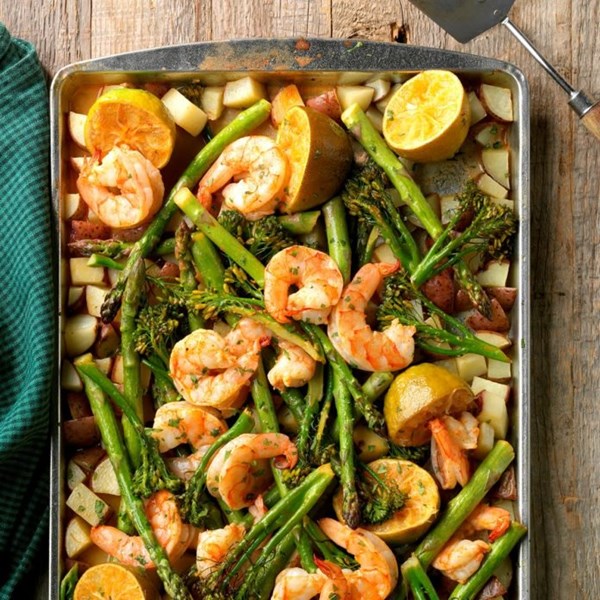 Sheet-pan chipotle lime shrimp bake