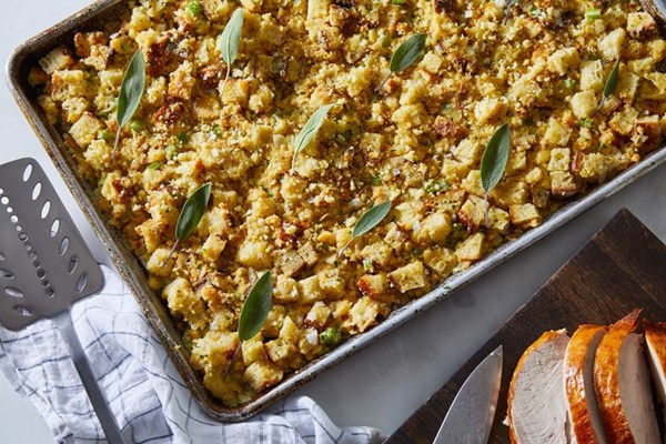 Sheet-pan cornbread stuffing with sage