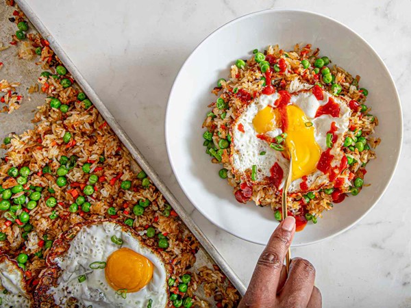 Sheet pan fried rice