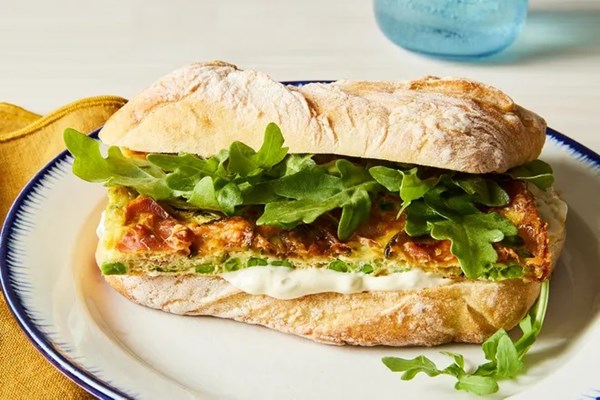 Sheet-pan frittata sandwiches on ciabatta 