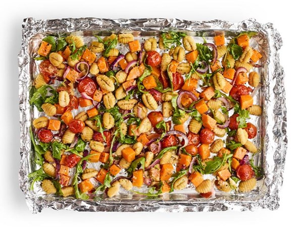 Sheet-pan gnocchi with butternut squash and arugula 