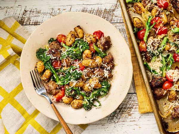Sheet-pan gnocchi with sausage and broccoli rabe